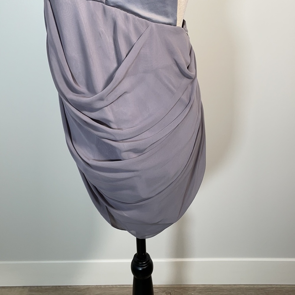 Walter Baker Grey Ruched Tie Back Sleeveless Halter Mini Dress M - Picture 10 of 16